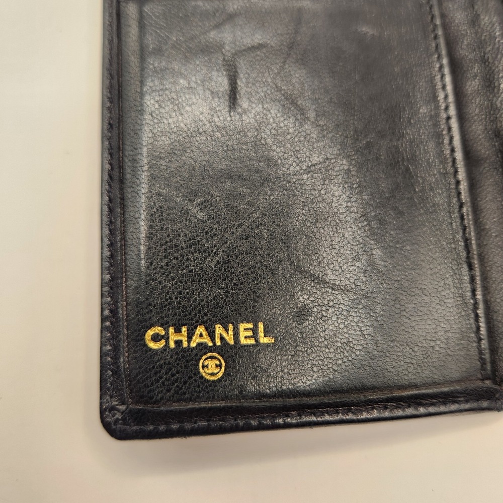 Authentic Vintage Chanel Black Leather CC Logo Compact Wallet Card COA France - Picture 7 of 13